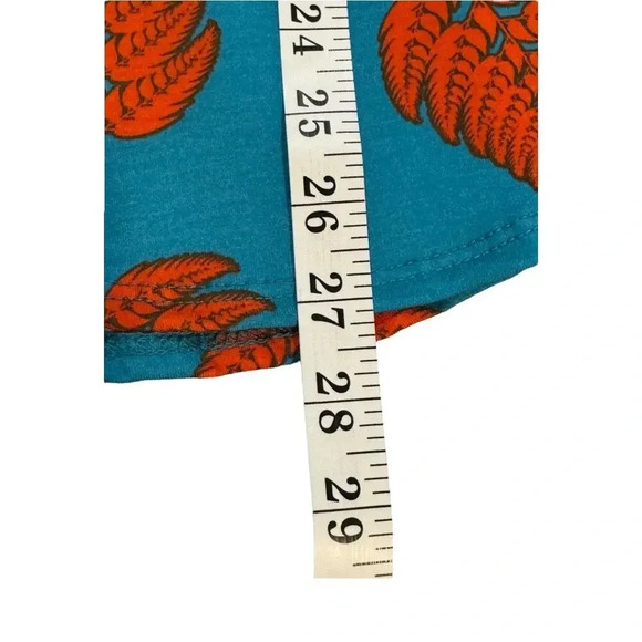 NEW LuLaRoe Women's XXS Randy Raglan Tee Blue Orange‎ Fern Leaf 3/4 Sleeve - Picture 7 of 8